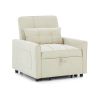 Fauteuil DOVA convertible tissu beige 1 place