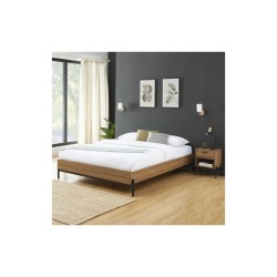Cadre de lit ARVIA effet chêne foncé 160x200 sommier inclus