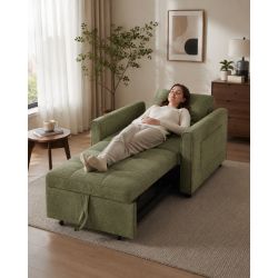 Fauteuil DOVA convertible tissu vert 1 place