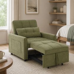 Fauteuil DOVA convertible tissu vert 1 place