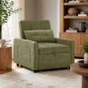 Fauteuil DOVA convertible tissu vert 1 place