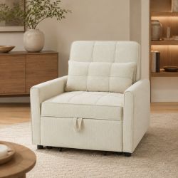 Fauteuil DOVA convertible tissu beige 1 place
