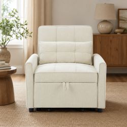 Fauteuil DOVA convertible tissu beige 1 place