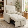 Fauteuil DOVA convertible tissu beige 1 place