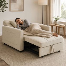 Fauteuil DOVA convertible tissu beige 1 place