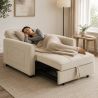 Fauteuil DOVA convertible tissu beige 1 place