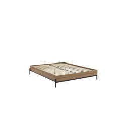 Cadre de lit ARVIA effet chêne foncé 160x200 sommier inclus