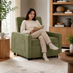 Fauteuil DOVA convertible tissu vert 1 place