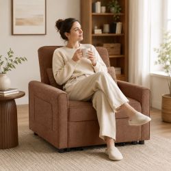 Fauteuil DOVA convertible tissu terracotta 1 place