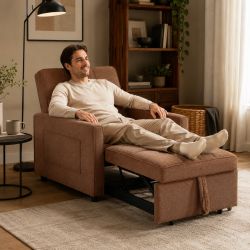 Fauteuil DOVA convertible tissu terracotta 1 place