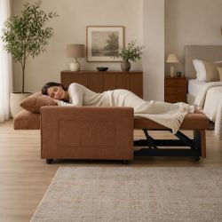 Fauteuil DOVA convertible tissu terracotta 1 place