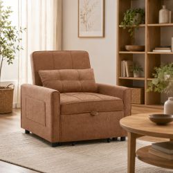 Fauteuil DOVA convertible tissu terracotta 1 place