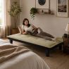 Canapé droit DENA convertible tissu vert 2 places