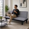 Canapé droit DENA convertible tissu gris 2 places
