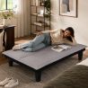 Canapé droit DENA convertible tissu gris 2 places