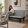 Canapé droit DENA convertible tissu gris 2 places