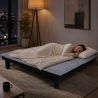 Canapé droit DENA convertible tissu gris 2 places