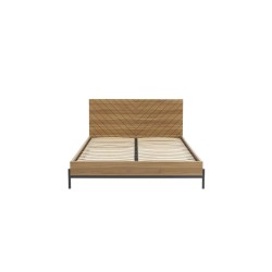 Lit double ARVIA effet chêne foncé 140x190 sommier inclus