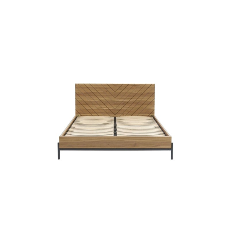 Lit double ARVIA effet chêne foncé 140x190 sommier inclus