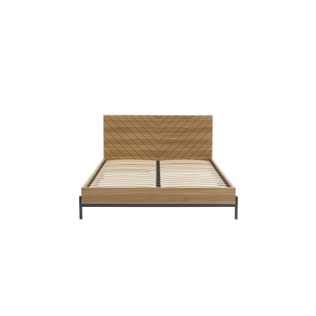 Lit double ARVIA effet chêne foncé 140x190 sommier inclus