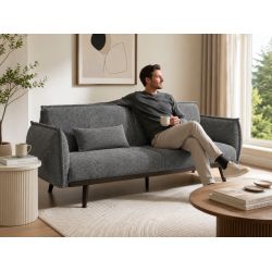 Canapé droit DALO convertible tissu vert 2 places