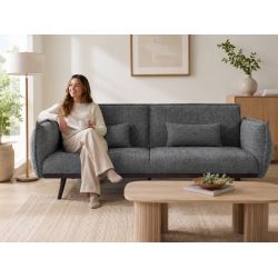 Canapé droit DALO convertible tissu vert 2 places