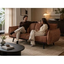 Canapé droit DALO convertible tissu terracotta 2 places