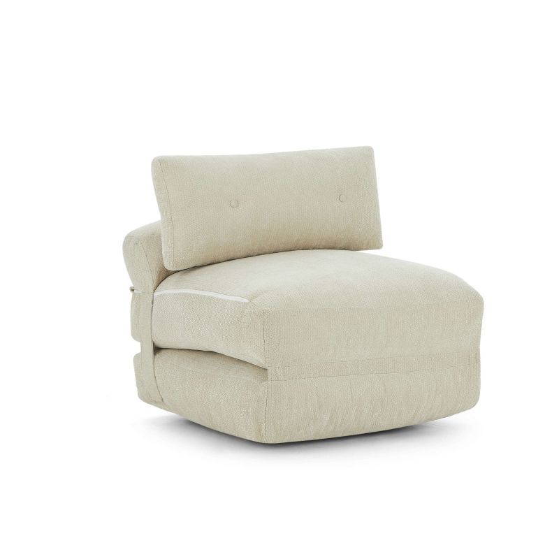 Fauteuil DAVI compressé convertible tissu beige 1 place