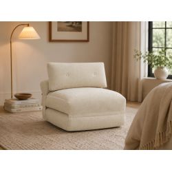 Fauteuil DAVI compressé convertible tissu beige 1 place