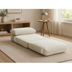 Fauteuil DAVI compressé convertible tissu beige 1 place