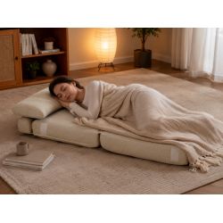 Fauteuil DAVI compressé convertible tissu beige 1 place