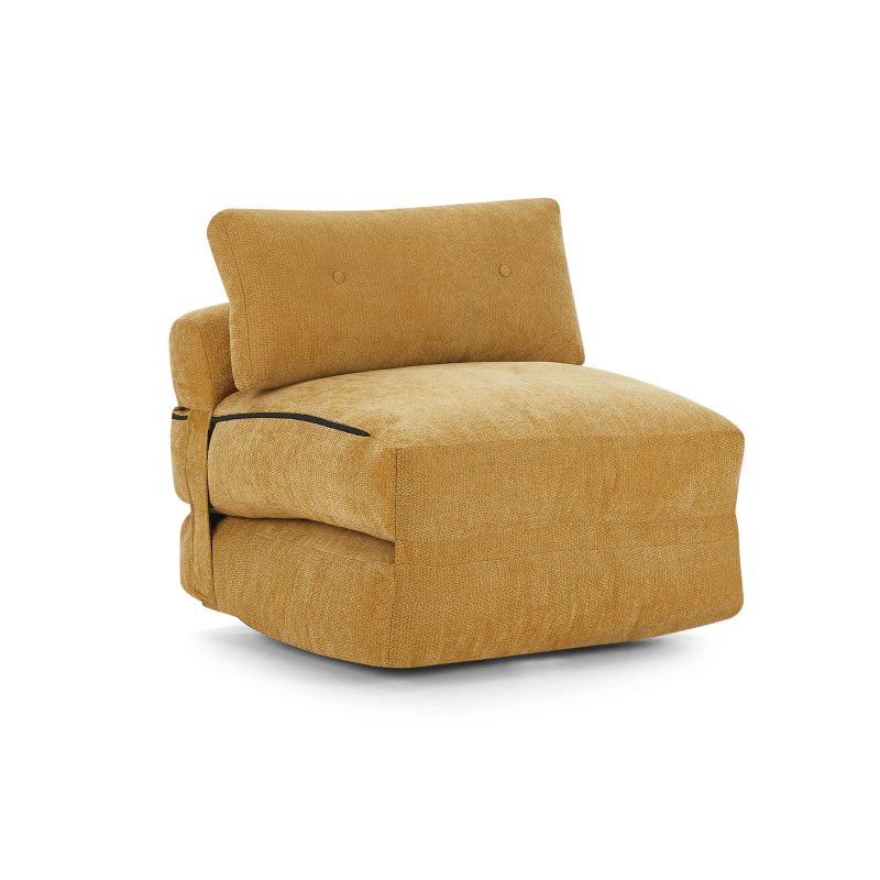 Fauteuil DAVI compressé convertible tissu jaune 1 place
