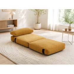 Fauteuil DAVI compressé convertible tissu jaune 1 place