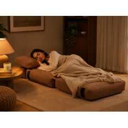 Fauteuil DAVI compressé convertible tissu terracotta 1 place