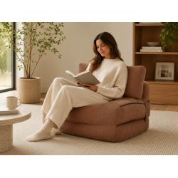 Fauteuil DAVI compressé convertible tissu terracotta 1 place
