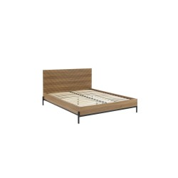 Lit double ARVIA effet chêne foncé 140x190 sommier inclus