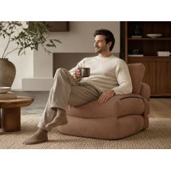 Fauteuil DAVI compressé convertible tissu terracotta 1 place