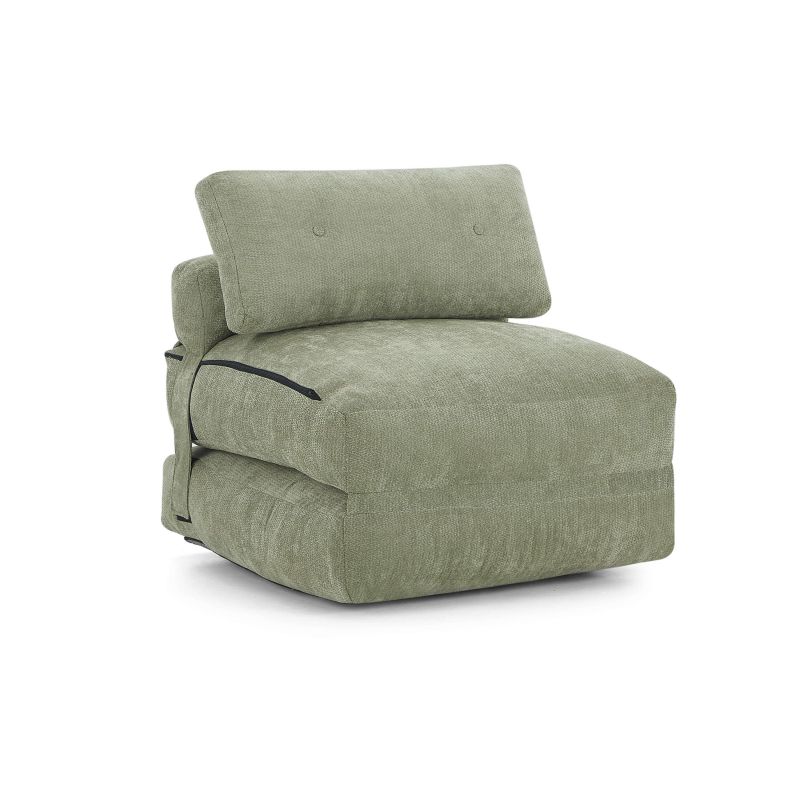 Fauteuil DAVI compressé convertible tissu vert 1 place