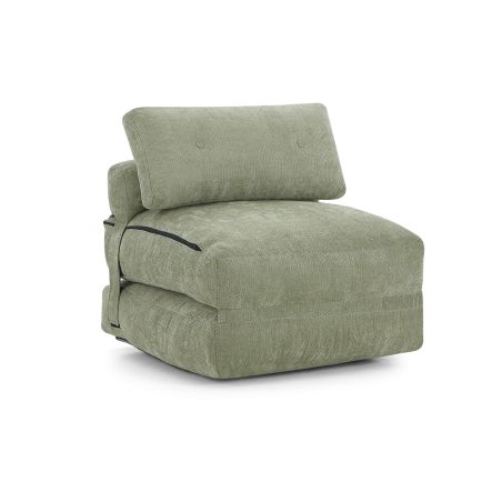 Fauteuil DAVI compressé convertible tissu vert 1 place