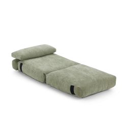 Fauteuil DAVI compressé convertible tissu vert 1 place