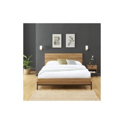 Lit double ARVIA effet chêne foncé 160x200 sommier inclus