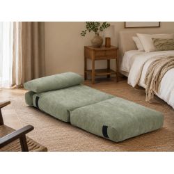 Fauteuil DAVI compressé convertible tissu vert 1 place
