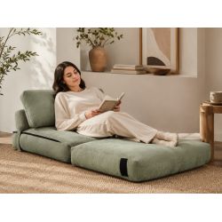 Fauteuil DAVI compressé convertible tissu vert 1 place