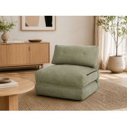 Fauteuil DAVI compressé convertible tissu vert 1 place