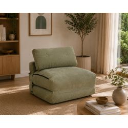 Fauteuil DAVI compressé convertible tissu vert 1 place