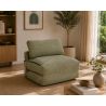 Fauteuil DAVI compressé convertible tissu vert 1 place
