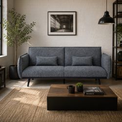 Canapé droit DALO convertible tissu vert 2 places
