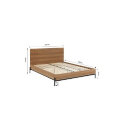 Lit double ARVIA effet chêne foncé 160x200 sommier inclus