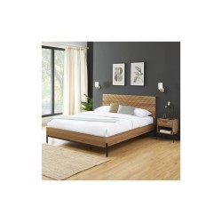 Lit double ARVIA effet chêne foncé 160x200 sommier inclus