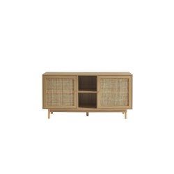 Buffet NALORA effet chêne et cannage rotin 150cm